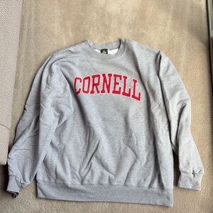 Cornell Crewneck Sweater in Gray with Red Accents